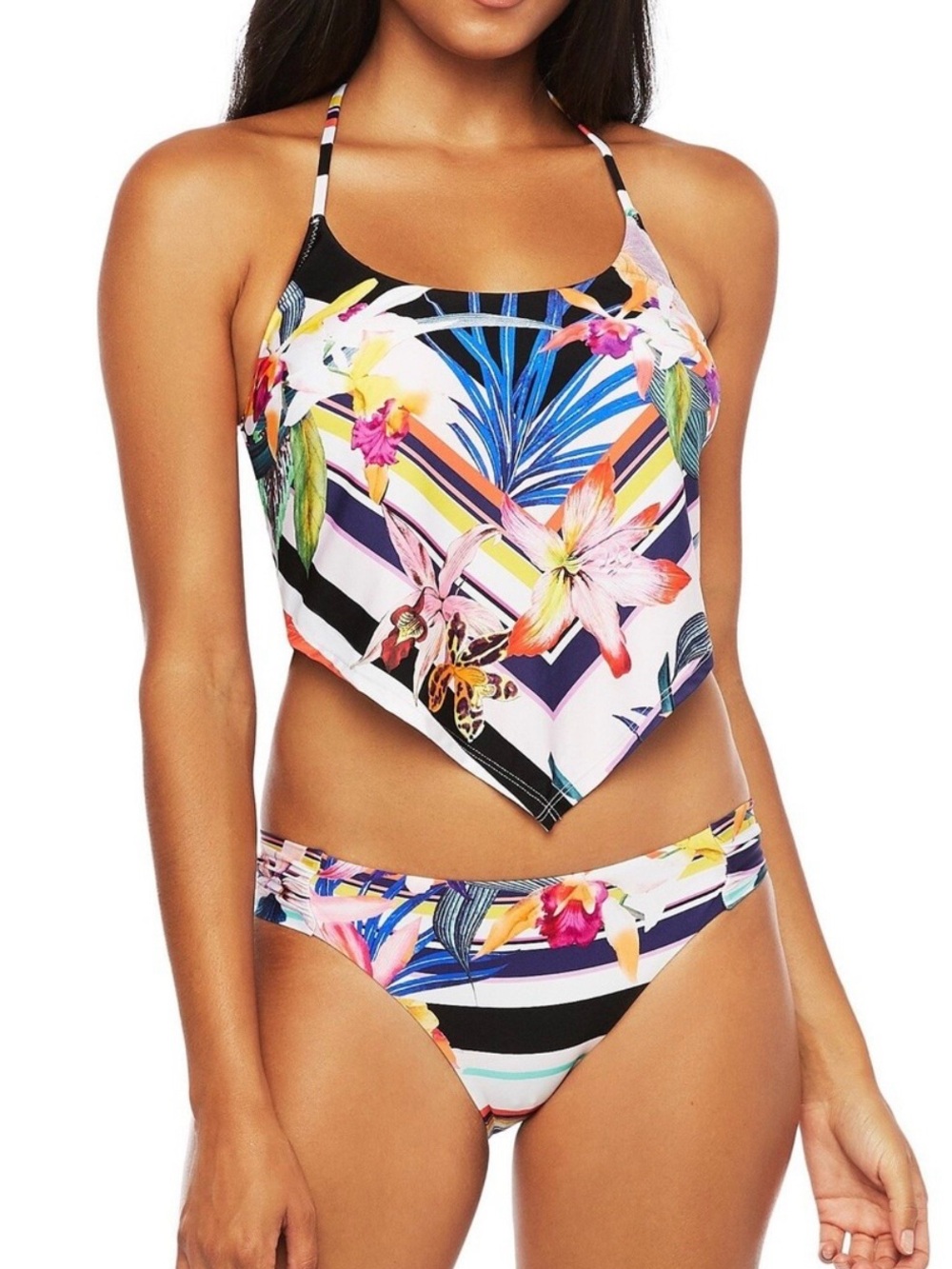 Trina Turk Treasure Cove Tankini Tropical Floral Flattering Swimsuit Beach 12